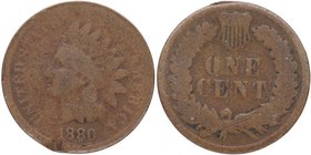 1880. Estados Unidos. 1 Centavo. Ae. 2,91 g. Indian Head. Est.20.