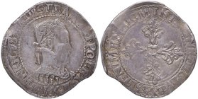 1574 - 1589. Francia . Enrique III de Francia(1551 - 1589) . Tolouse (Francia). 1/2 Franco. KM 25.4. Ag. 14,09 g. MBC+. Est.60.