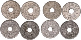 1917, 1918, 1919 y 1920. Francia. Lote de 4 monedas de 2 Céntimos. KM-865. Cu-Ni. MBC+ a EBC. Est.10.