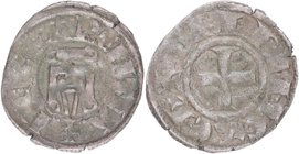 1285-1289 . Principado de Acaya (Grecia). Charles II de Anjou. Denier o 'tournois'. Ag. Clarencia. L: + • k R • PRINC '' 'Ch' ', paté cruzado /+: DЄ: ...