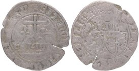 1422-1453. Anglo-Gallico. Enrique VI de Inglaterra . Saint-Lô. Grand Blanc aux écus. Ag. L: FRANCORVm: ET: ANGLIE: REX [rodeado de flores de lis], esc...