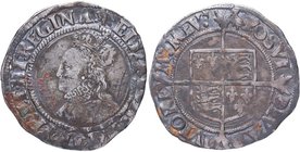 1601. Isabel I (1533-1603) . 1 Chelín Británico. KM 2.15. Ag. 1,87 g.  Anv. Busto coronado de la reina Isabel I a la izquierda en el círculo interior;...