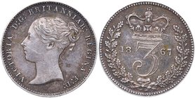1867. Great Britain. Victoria. 3 Pence. KM# 730. Ag. 1,42 g. Prooflike. MS 58
Rayita en cara. EBC+. Est.60.