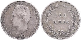 1879. Portugal. Luis I . 100 Reis . KM# 510. Ag. 2,38 g. MBC. Est.10.