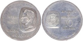 1973. Venezuela. Simón Bolívar. 10 Bolívares. Ag. 30,00 g. EBC / EBC+. Est.25.