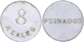 1898. Alfonso XIII (1886-1931). Moneda local gallega. Mondariz (Pontevedra). Ficha de 8 Reales Peinador. Al. 1,29 g. Leyenda PEINADOR Los hermanos Pei...