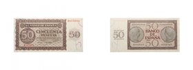 1936. Franco (1939-1975). 50 pesetas. Pick 100. Impreso en litografía por Calcografía e Cartevalori. Bellísimo. Serie B. Emitido por el Banco de Españ...