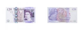2006. Reino Unido. Isabel II . Londres. 20 Libras Esterlinas Británicas. World Paper Money P-392a. Papel. Elizabeth II; Edificio del Banco de Inglater...