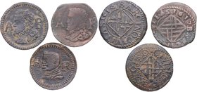1614, 1617 y 1653. España. Felipe III y Felipe IV. Barcelona. Lote 3 monedas: Ardit. Cal-594, 597, 1235. BC a MBC+. Est.20.
