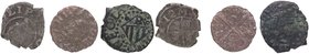 1598-1724. España. Felipe III (1598-1621), Felipe IV (1621-1665) y Felipe V (1700-1724). Banyoles, Agramunt. Lote de 3 monedas: 1ud Dinero de Felipe I...