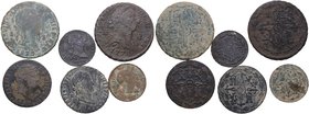 1776, 1778, 1826, 1829, 1830 y 1833. España. CARLOS III y FERNANDO VII. Segovia. Lote 6 monedas: 2 ud de 2 Maravedís, 2 ud de 4 Maravedís y 2 ud de 8 ...