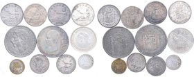 1869 a 1957. FALSAS de ÉPOCA. I REPÚBLICA, ALFONSO XII, XIII y ESTADO ESPAÑOL. Lote 11 monedas 50 Céntimos (2), 1 Cts (2), 2 Cts (4), 5 Cts (2) y 50 P...