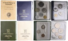1976, 1977, 1979 y 1980. España. Juan Carlos I. Lote de 4 carteritas. 17 monedas de 100, 50, 25, 5, 1 peseta y 50 cts. - Primera colección conmemorati...
