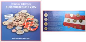 2002. Austria. Serie 8 monedas 1 Céntimo a 2 Euros. KM-MS11. Ae, latón y bimetálica. En presentación original. SC . Est.20.