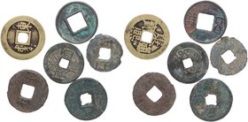 Siglo II aC - XVI dC. China. Lote de 6 monedas: Cash y Zhu. Hartill 7.16, 7.17, 8.7, 9.60, 22.201, 22.123. Ae+Br.  - China. 175-119 aC. Ceca: Bang Lia...
