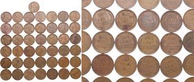 1909-1957. Estados Unidos. Lote de 43 monedas de 1 centavo Lincoln. KM.201. Ae. BC+. Est.40.