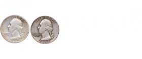 1952 y 1958. Estados Unidos. 2 monedas de cuarto de Dollar. KM# 145. Ve. Est.10.