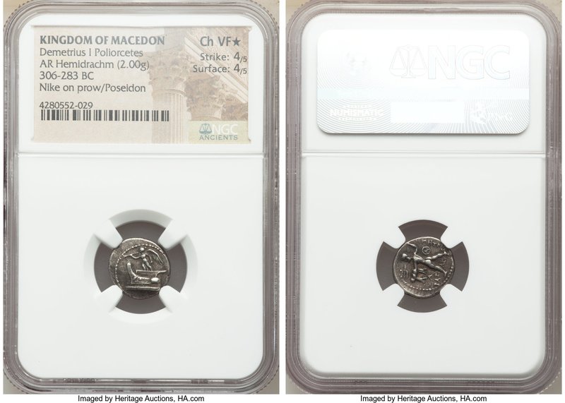 MACEDONIAN KINGDOM. Demetrius I Poliorcetes (306-283 BC). AR hemidrachm (14mm, 2...