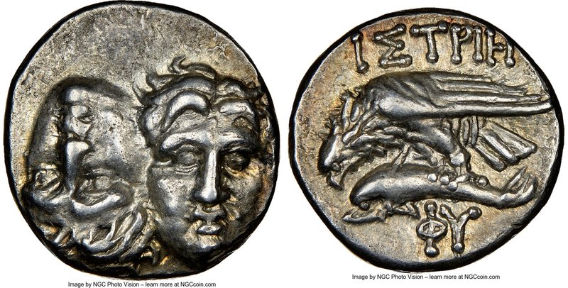 MOESIA. Istrus. Ca. 4th century BC. AR drachm (17mm, 10h). NGC AU. Two facing ma...