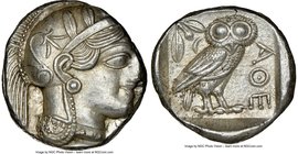 ATTICA. Athens. Ca. 440-404 BC. AR tetradrachm (25mm, 17.21 gm, 3h). NGC Choice AU 3/5 - 4/5. Mid-mass coinage issue. Head of Athena right, wearing cr...