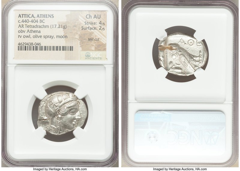 ATTICA. Athens. Ca. 440-404 BC. AR tetradrachm (25mm, 17.21 gm, 3h). NGC Choice ...