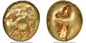 IONIA. Ephesus. Ca. 600-550 BC. EL third-stater or trite (12mm, 4.65 gm). NGC Fine 4/5 - 4/5. 'Primitive' bee, viewed from above / Two incuse squares ...