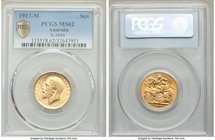 George V gold Sovereign 1917-M MS62 PCGS, KM29, S-3999.

HID09801242017