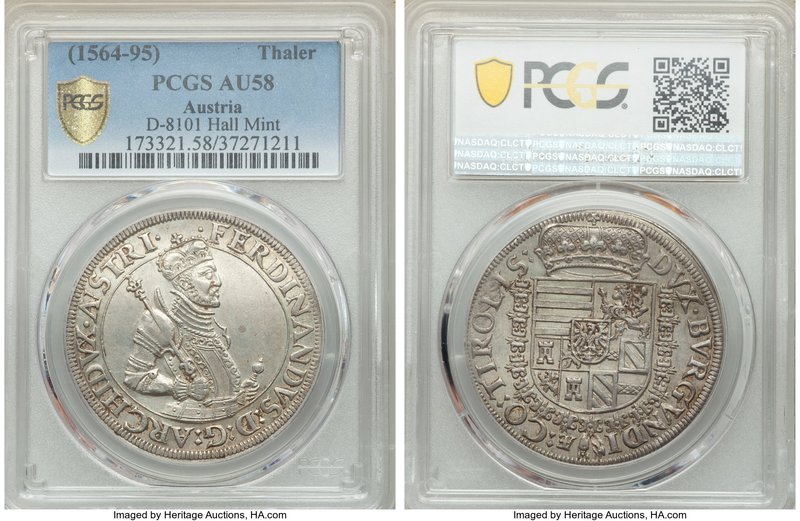 Archduke Ferdinand Taler ND (1564-1595) AU58 PCGS, Hall mint, Dav-8101.

HID0980...