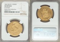 Pedro II gold 20000 Reis 1864 AU Details (Cleaned) NGC, KM468. From the Santa Cruz Collection

HID09801242017