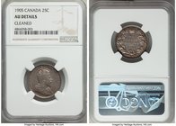 Edward VII 25 Cents 1905 AU Details (Cleaned) NGC, London mint, KM11. Anthracite toning over noted old cleaning. 

HID09801242017