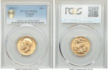 George V gold Sovereign 1911-C MS62 PCGS, Ottawa mint, KM20. AGW 0.2355 oz. 

HID09801242017