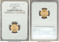 Republic gold 2 Pesos 1916 MS63 NGC, KM17. Selections from the EMO Collection Cabinet

HID09801242017