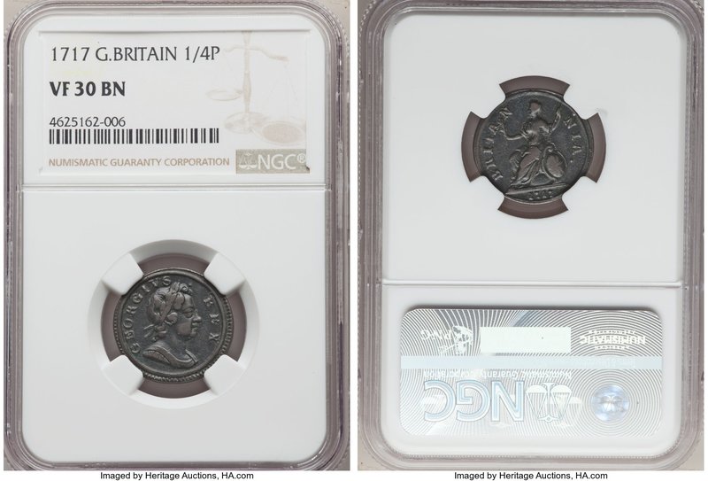 George I Pattern Farthing 1717 VF30 Brown NGC, KM-PnD34.

HID09801242017