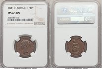 Pair of Certified Victoria Farthings NGC, 1) Farthing 1841 - MS63 Brown, KM725, S-3950. 2) Farthing 1881-H - MS65 Red and Brown, Heaton mint, KM753, S...