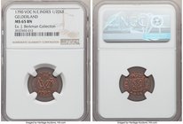 Dutch Colony. United East India Company 1/2 Duit 1790 MS65 Brown NGC, KM56. Gelderland issue. One year type. Ex. J. Berkman Collection

HID09801242017