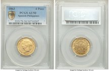 Spanish Colony. Isabel II gold 4 Pesos 1863 AU50 PCGS, KM144.

HID09801242017
