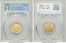 Spanish Colony. Isabel II gold 4 Pesos 1865 AU53 PCGS, KM144.

HID09801242017