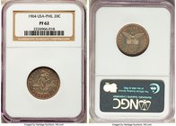 USA Administration Pair of Certified Proof 20 Centavos 1904 PR62 NGC, Philadelphia mint, KM166. Mintage: 1,355. Lot of 2 Coins both graded the same. S...