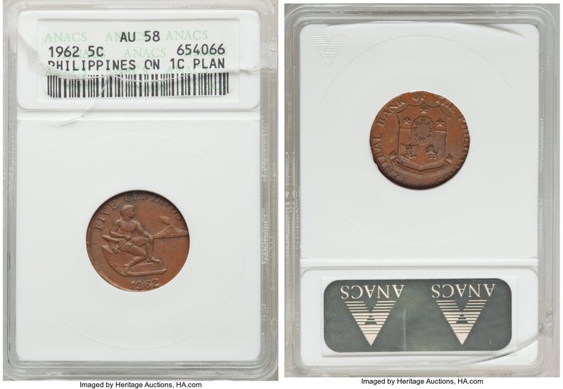 Republic 5-Piece Lot of Certified Mint Errors ANACS, 1) 5 Centavos 1962 - AU58 (...