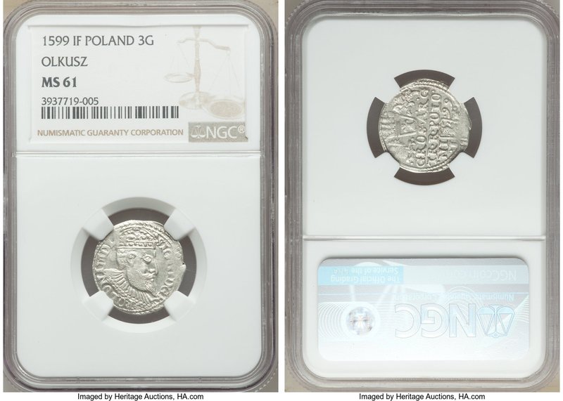 Sigismund III 3 Groszy (Trojak) 1599 IF MS61 NGC, Olkusz mint, Gum-1093.

HID098...