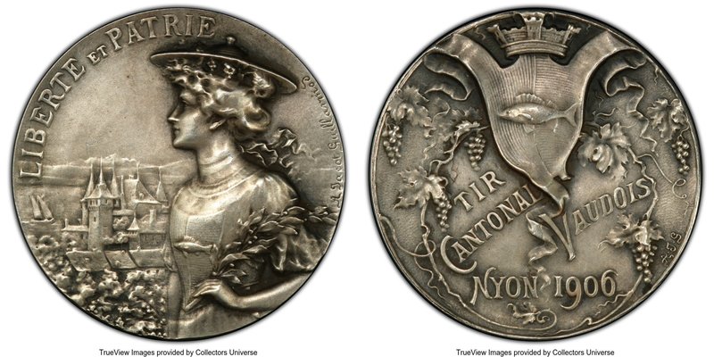 Confederation silver Matte Specimen "Vaud Shooting Festival" Medal 1906 SP64 PCG...