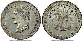 Pair of Certified Assorted Issues NGC, 1) Bolivia: Republic 8 Soles 1855 PTS-MJ - UNC Details (Obverse Cleaned), Potosi mint, KM112.2. 2) Italy: Vitto...