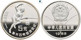 China.  AD 1988-1988. Olympic Games Seoul. 5 Yuan