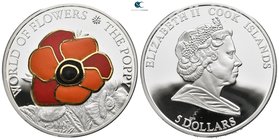Cook Islands .  AD 2009-2009. Poppy. 5 Dollars