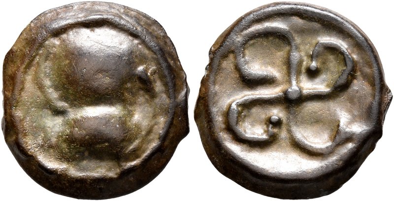 CELTIC, Central Gaul. Bituriges Cubi. Circa 50-30 BC. AE (Potin, 15 mm, 2.78 g)....