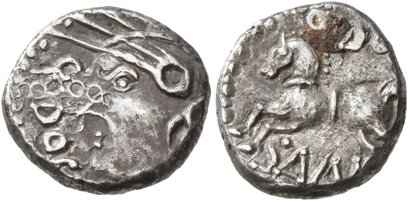 CELTIC, Central Gaul. Sequani. Mid 1st century BC. Quinarius (Silver, 12 mm, 2.0...