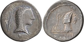 CELTIC, Middle Danube. Eravisci. Mid to late 1st century BC. Denarius (Silver, 19 mm, 3.04 g, 12 h), imitating a denarius of L. Roscius Fabatus of 59 ...