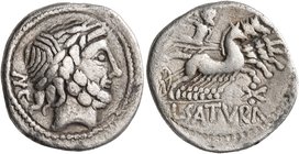 CELTIC, Lower Danube. Geto-Dacians. Denarius (Silver, 18 mm, 3.75 g, 1 h), imitating an obverse of C. Naevius Balbus and a reverse of Lucius Appuleius...