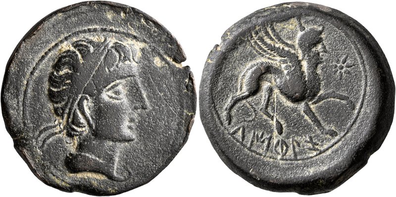SPAIN. Castulo. Mid 2nd century BC. AE (Bronze, 31 mm, 21.40 g, 12 h). Diademed ...