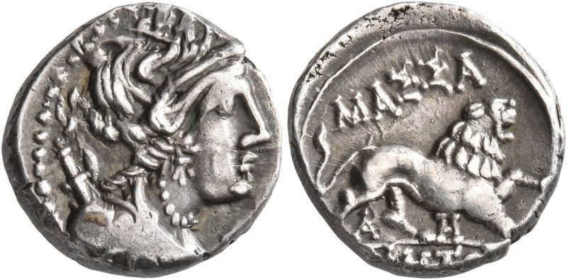 GAUL. Massalia. Circa 200-150 BC. Drachm (Silver, 15 mm, 3.00 g, 7 h). Laureate ...